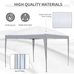 Outsunny 3 x 3M Garden Pop Up Gazebo Height Adjustable Marquee Party Tent Wedding Canopy with Carrying Bag, White - 4