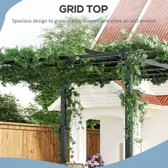 Outsunny 3 x 3 Meter Metal Pergola Garden Gazebo Grape Trellis for Climbing Plants Outdoor Sun Shelter Arbours - 5