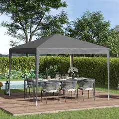 Outsunny 3 x 3 m Garden Pop Up Gazebo Marquee Party Tent Wedding Canopy, Height Adjustable with Carrying Bag, Grey - 2