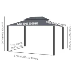 Outsunny 3 x 4m Aluminium Garden Gazebo, Marquee Canopy Shelter Pavilion Party Tent with Nets and Curtains for Garden and Deck, Black - 3