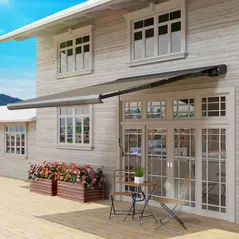 Outsunny 3 x 2.5 m Electric Awning with Remote Controller, Aluminium Frame DIY Retractable Awning, UV50+ Sun Shade Canopy for Garden Patio Deck Door Window, Light Grey - 9