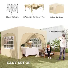 Outsunny 3 x 3m Pop-Up Gazebo Shelter, with Accessories - Sand - 4