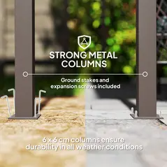 Outsunny 3 x 3(m) Garden Pergola with Waterproof Metal Roof, Lean to Pergola Hardtop Gazebo, Wind-resistant Outdoor Sun Shade, Easy to Assemble - 7