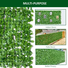 Outsunny 3 x 1m Artificial Leaf Wall - Green - 5