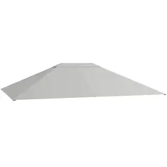 Outsunny 3 x 4m Gazebo Canopy Replacement Cover, Gazebo Roof Replacement (TOP COVER ONLY), Light Grey - 1