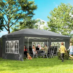 Outsunny 3 x 6m Pop-Up Gazebo, with Removable Walls - Grey - 2