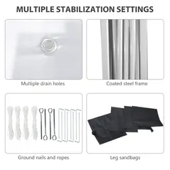 Outsunny 3 x 3 m Pop Up Gazebo, UPF 30+ Party Tent with 2 Sidewalls, Weight Bags and Wheeled Bag, Light Grey - 7