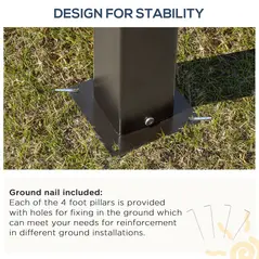 Outsunny 3 x 3.6m Hardtop Gazebo Canopy with Polycarbonate Roof Garden Pavilion with Removable Curtains and Steel Frame, Brown - 7