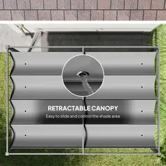 Outsunny 3 x 2m Metal Outdoor Pergola with Retractable Roof, Outdoor Gazebo Canopy Shelter with Drainage Holes for Garden, Patio, Lawn, Grey - 6