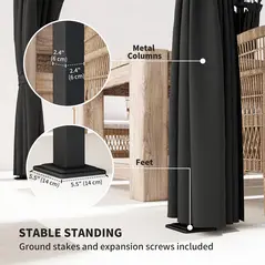 Outsunny 3 x 3 m Retractable Roof Pergola, with Curtains - Dark Grey - 7