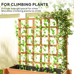 Outsunny 3 Tier Garden Planters with Trellis for Vine Climbing, Wooden Raised Beds, 95x95x110cm, Brown - 4