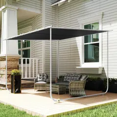 Outsunny 3 x 3(m) Mobile Pergola Kit, Portable Garden Gazebo with Wheels, Sandbags, Steel Frame, UV-Resistant - 9