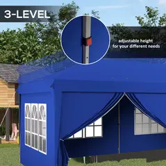 Outsunny 3 x 6m Pop-Up Gazebo, with Curtain Walls and Windows - Blue - 7