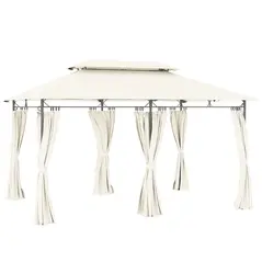 Outsunny 3 x 4m Metal Frame, Two-Tier Roof Gazebo - Cream White - 1