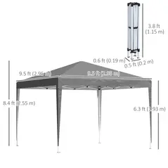 Outsunny 3 x 3 m Garden Pop Up Gazebo Marquee Party Tent Wedding Canopy, Height Adjustable with Carrying Bag, Grey - 3