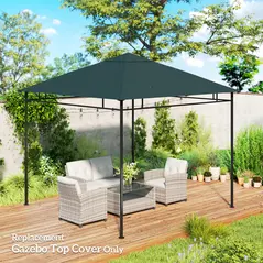 Outsunny 3 x 3 m Gazebo Canopy Replacement Cover, Garden Gazebo Roof Replacement with Drain Holes, TOP COVER ONLY, Grey - 2