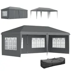 Outsunny 3 x 6m Pop-Up Gazebo, with Removable Walls - Grey - 1