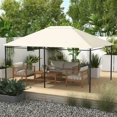 Outsunny 3 x 4m Gazebo Canopy Replacement Cover, Gazebo Roof Replacement (TOP COVER ONLY), Cream White - 2