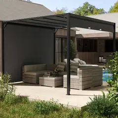 Outsunny 3 X 3 Meters Pergola with Sliding Roof, Garden Gazebo with Adjustable Sun Shade Canopy and Steel Frame, Charcoal Grey - 7