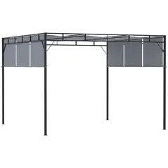 Outsunny 3 x 3(m) Steel Pergola Gazebo with Sliding Roof, Garden Gazebo Canopy Sun Shade Shelter for Outdoor, Deck, Patio, Dark Grey - 1