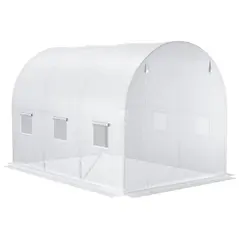 Outsunny 3 x 2 x 2m Polytunnel Greenhouse Replacement Cover ONLY Winter Garden Plant PE Cover for Tunnel Walk-in Greenhouse with Roll-up Windows Door Outdoor, White - 7