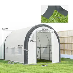 Outsunny 3 x 2(m) Walk-In Tunnel Greenhouse, with Accessories - White - 3
