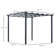 Outsunny 3 x 3 Meter Metal Pergola Garden Gazebo Grape Trellis for Climbing Plants Outdoor Sun Shelter Arbours - 3