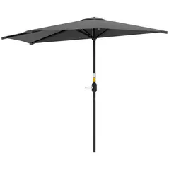 Outsunny 3(m) Half Parasol, Semi Round Umbrella with Metal Frame, Crank Handle for Balcony, Garden, Dark Grey - 1