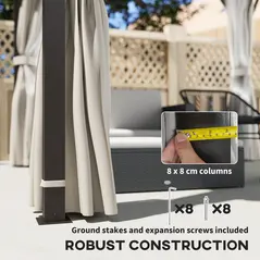 Outsunny 3 x 3(m) Hardtop Gazebo Canopy with Double Metal Roof, Waterproof Permanent Pavilion Garden Gazebo with Netting and Curtains, Easy to Assemble - 6