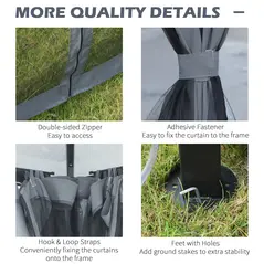 Outsunny 3 x 3.6m Garden Aluminium Gazebo Hardtop Roof Canopy Marquee Party Tent Patio with Mesh Curtains & Side Walls - Grey - 5