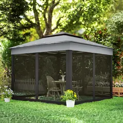 Outsunny 3 x 3(m) Pop Up Gazebo, Height Adjustable Instant Event Shelter with Netting and Carrying Bag, Grey - 9