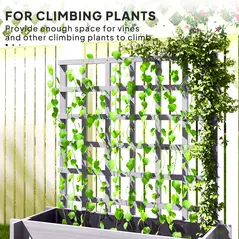Outsunny 3 Tier Garden Planters with Trellis for Vine Climbing, Wooden Raised Beds, 95x95x110cm, Grey - 4