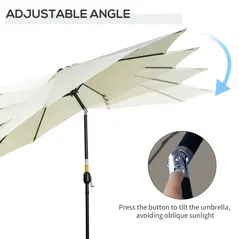 Outsunny 3(m) Tilting Parasol Garden Umbrellas, Outdoor Sun Shade with 8 Ribs, Tilt and Crank Handle for Balcony, Bench, Garden, Beige - 4