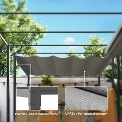 Outsunny 3 x 3m Retractable Roof Metal Pergola - Grey - 6