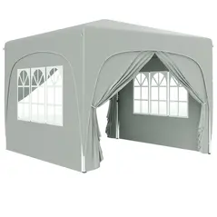 Outsunny 3 x 3m Pop-Up Gazebo Shelter, with Accessories - Light Grey - 1
