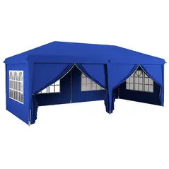 Outsunny 3 x 6m Pop-Up Gazebo, with Curtain Walls and Windows - Blue - 1