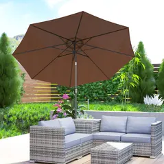 Outsunny 3(m) Tilting Parasol Garden Umbrellas, Outdoor Sun Shade with 8 Ribs, Tilt and Crank Handle for Balcony, Bench, Garden, Coffee - 9