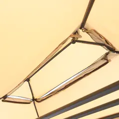 Outsunny 3 Seater Swing Chair 3-in-1 Convertible Garden Swing Seat Bed Gazebo Patio Bench Outdoor with Double Tier Canopy, Cushioned Seat, Mesh Sidewalls, Beige - 9