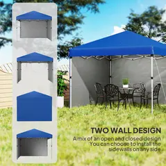 Outsunny 3 x 3 (M) Pop Up Gazebo, UPF 30+ with 2 Sidewalls, Leg Weight Bags and Wheeled Bag, Height Adjustable Party Tent Event Shelter for Garden, Patio, Blue - 4