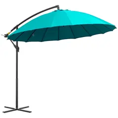 Outsunny 3(m) Cantilever Umbrella 18 Ribs & Vents Adjustable Angle for Patio Green - 1