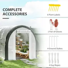 Outsunny 3 x 2(m) Walk-In Tunnel Greenhouse, with Accessories - White - 8