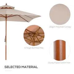 Outsunny 3 x 3 metre Patio Parasol Garden Umbrellas Sunshade Outdoor Wooden Parasol Canopy Double Tier, Beige, BASE NOT INCLUDED - 4