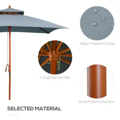 Outsunny 3 x 3 metre Patio Parasol Garden Umbrellas Sunshade Outdoor Wooden Parasol Canopy Double Tier, Dark Grey, BASE NOT INCLUDED - 4
