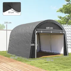 Outsunny 3 x 3(m) Garden Storage Tent, Heavy Duty Outdoor Shed, Waterproof Portable Shed Storage Shelter with Galvanised Steel Frame for Bike, Motorcycle, Garden Tools, Grey - 3
