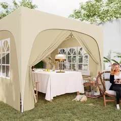 Outsunny 3 x 3m Pop-Up Gazebo Shelter, with Accessories - Sand - 9