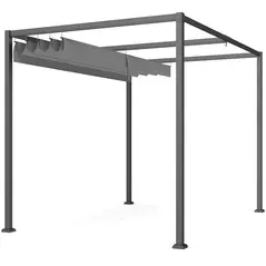 Outsunny 3 x 2m Metal Outdoor Pergola with Retractable Roof, Outdoor Gazebo Canopy Shelter with Drainage Holes for Garden, Patio, Lawn, Grey - 1