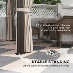 Outsunny 3 x 4m Hardtop Gazebo Canopy with UPF30+ Double Polycarbonate Roof, Aluminium Frame Garden Gazebo Permanent Pavilion with Mosquito Netting and Curtains for Patio, Deck, Beige - 5