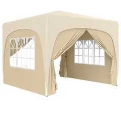 Outsunny 3 x 3m Pop-Up Gazebo Shelter, with Accessories - Sand - 1