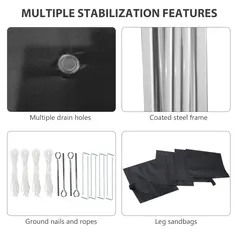 Outsunny 3 x 3 (M) Pop Up Gazebo Event Shelter, Height Adjustable Party Tent with 3 Sidewalls, Weight Bags and Wheeled Bag - 7