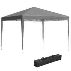 Outsunny 3 x 3 m Garden Pop Up Gazebo Marquee Party Tent Wedding Canopy, Height Adjustable with Carrying Bag, Grey - 1